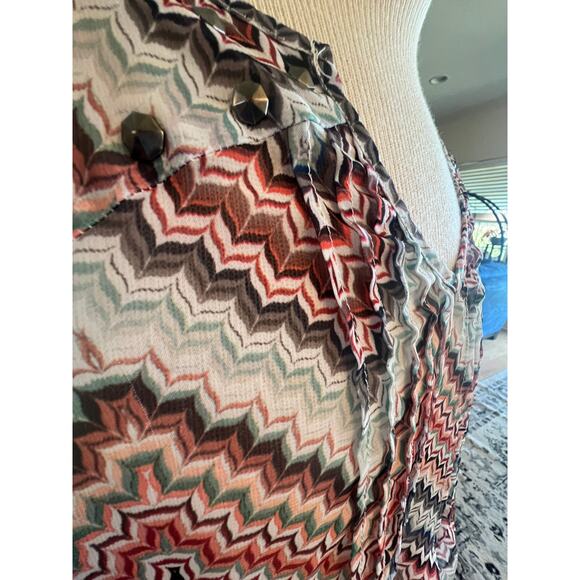 EYESHADOW PATTERENED SHEERV NECK BLOUSE WOMENS PLUS SIZE 1X - Picture 5 of 10